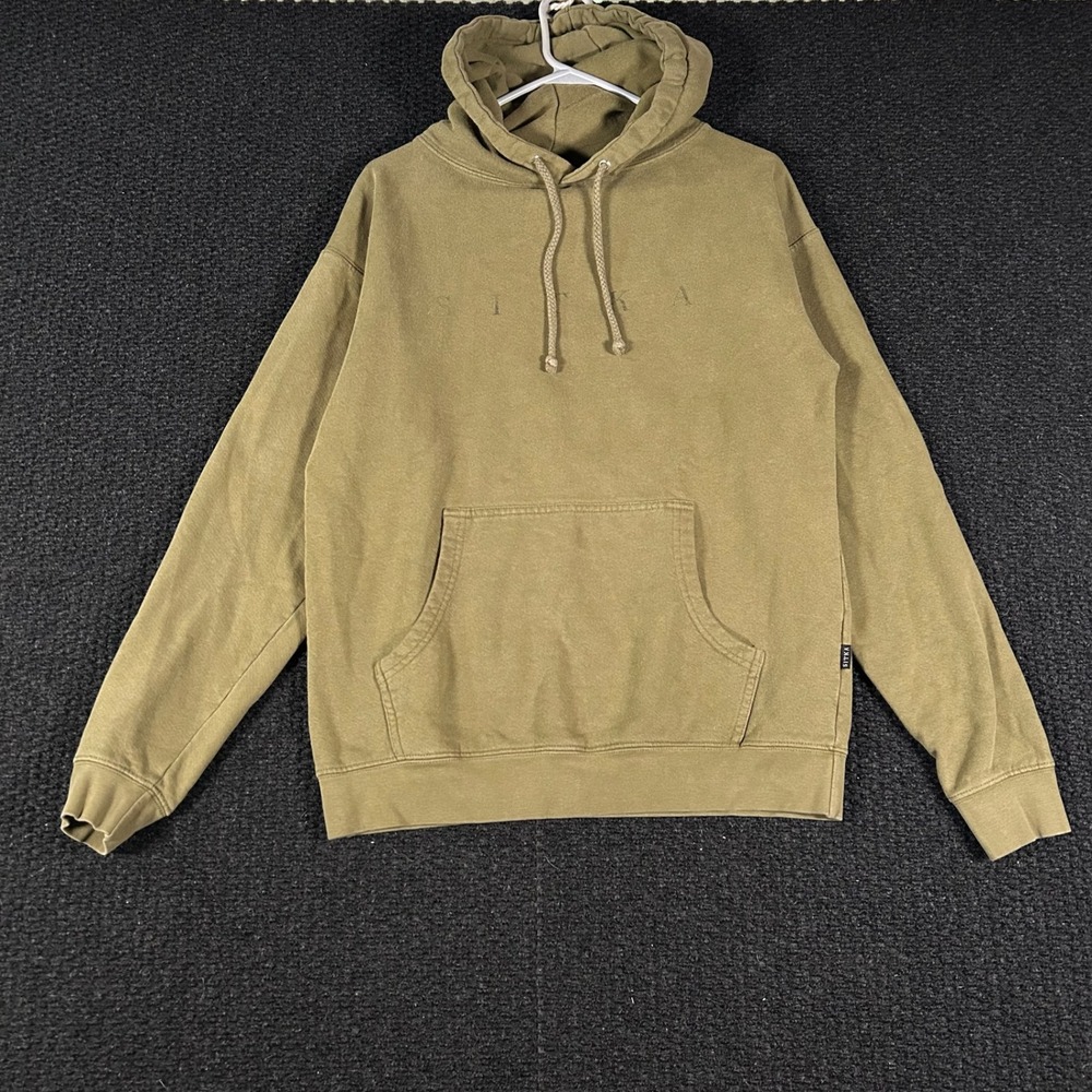 SITKA‎ Mens Size S Pullover Hooded Sweatshirt Khaki Green Cotton Polyester Blend